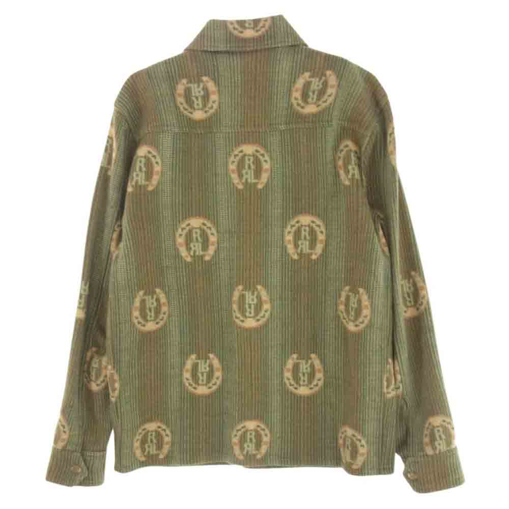 RRL ダブルアールエル 23AW HORSESHOE JACQUARD SWEATER SHIRT ホースシュー ジャガード シャツ ジャケット グリーン系 S【中古】