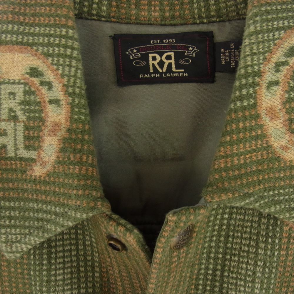 RRL ダブルアールエル 23AW HORSESHOE JACQUARD SWEATER SHIRT ホースシュー ジャガード シャツ ジャケット グリーン系 S【中古】