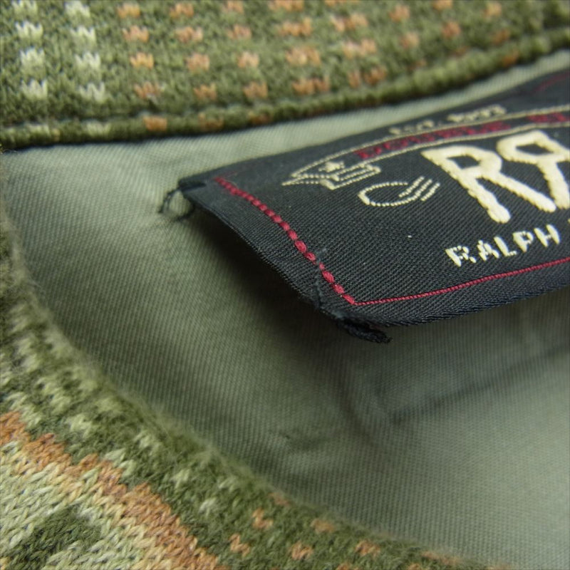 RRL ダブルアールエル 23AW HORSESHOE JACQUARD SWEATER SHIRT ホースシュー ジャガード シャツ ジャケット グリーン系 S【中古】