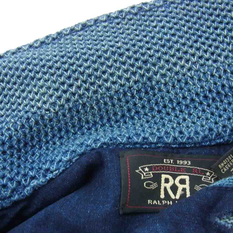 RRL ダブルアールエル SWEET ORR WEST DENIM SHIRT IN BLUE インディゴ パッチワーク ニット デニム シャツ インディゴブルー系【中古】