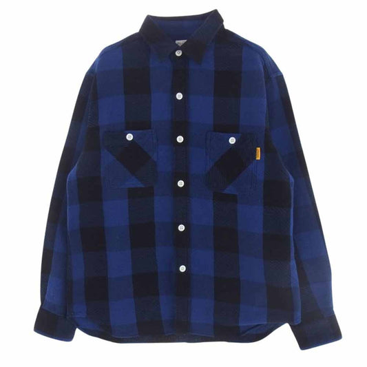 STANDARD CALIFORNIA スタンダードカリフォルニア SD FLANNEL CHECK SHIRTS チェック ヘビー フランネル 長袖 シャツ ブルー ブルー系 ブラック系 M【美品】【中古】