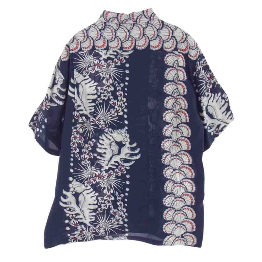 SUN SURF サンサーフ SS37145 シェル アロハ シャツ レーヨン 半袖  シャツ パープル系 L【美品】【中古】