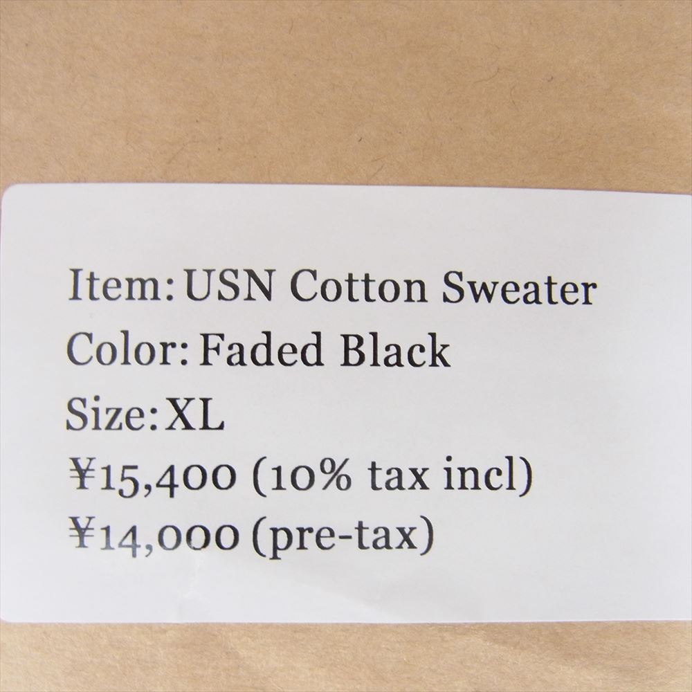 ワーカーズ USN Cotton Sweater コットン M セーター スウェット ブラック系 XL【中古】