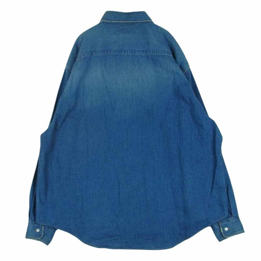ゴールド GL28728 東洋エンタープライズ 10oz. COTTON LINEN DENIM OVER SHIRT HARD WASH 綿 麻 デニム 長袖 シャツ インディゴブルー系 L【中古】