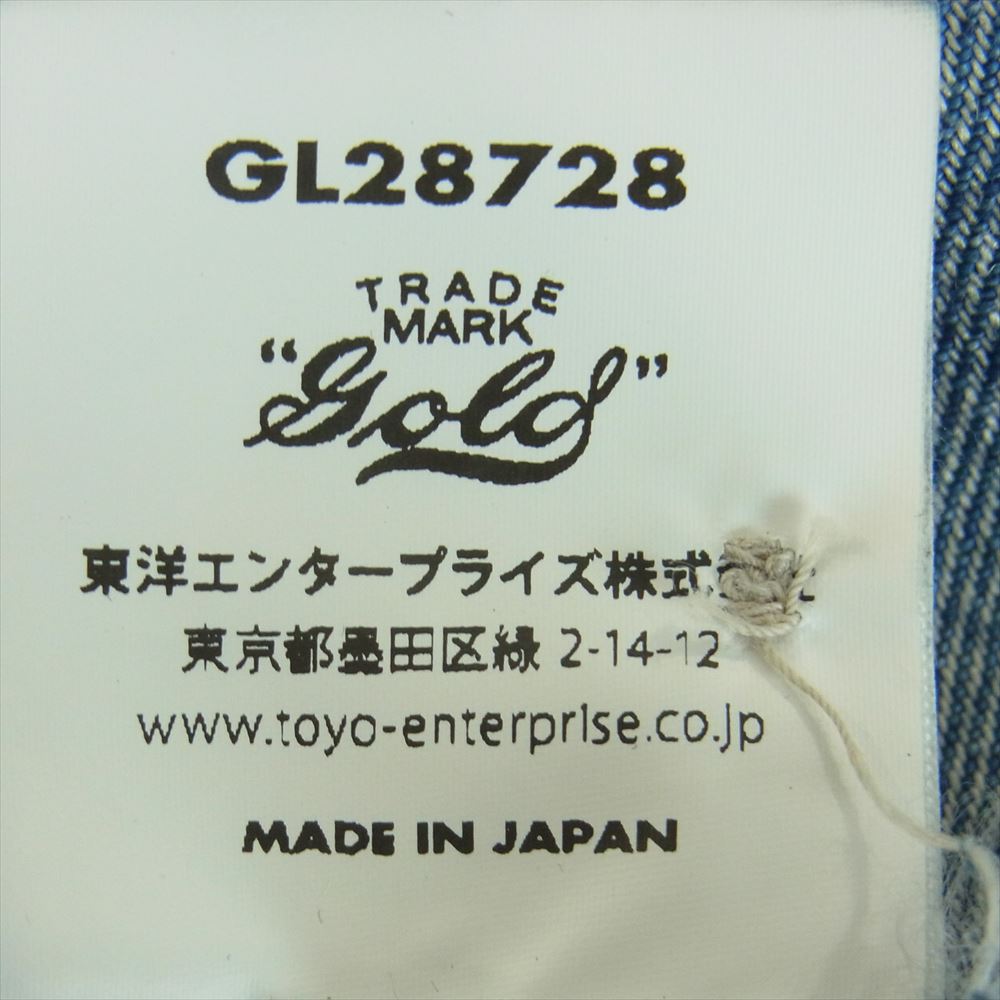 ゴールド GL28728 東洋エンタープライズ 10oz. COTTON LINEN DENIM OVER SHIRT HARD WASH 綿 麻 デニム 長袖 シャツ インディゴブルー系 L【中古】
