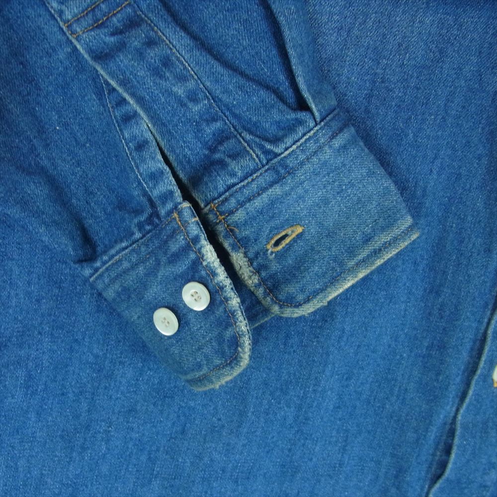 ゴールド GL28728 東洋エンタープライズ 10oz. COTTON LINEN DENIM OVER SHIRT HARD WASH 綿 麻 デニム 長袖 シャツ インディゴブルー系 L【中古】