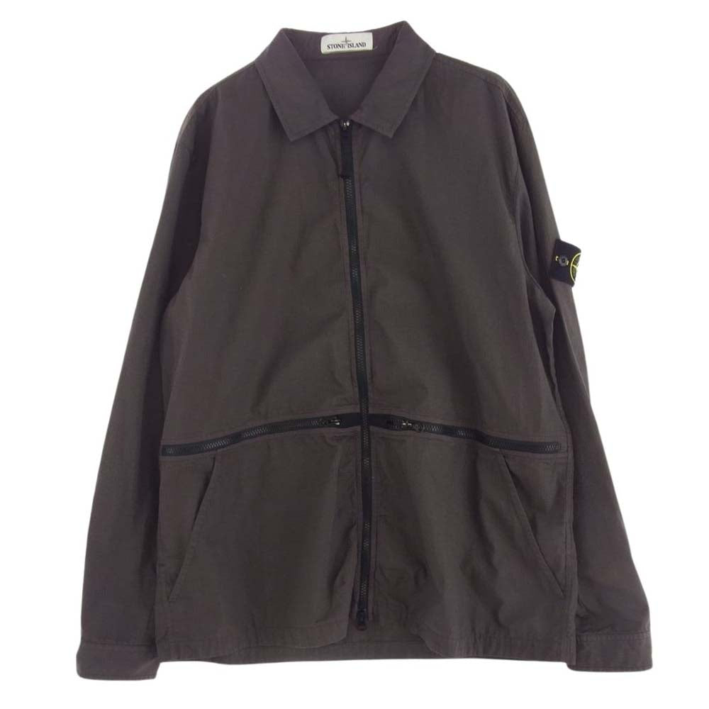 STONE ISLAND ストーンアイランド 701512307 国内正規品 豊田貿易タグ Zip Up Over Shirts Jacket クロス リップストップ ジップアップ オーバー シャツ ジャケット ダークブラウン系 XL【中古】