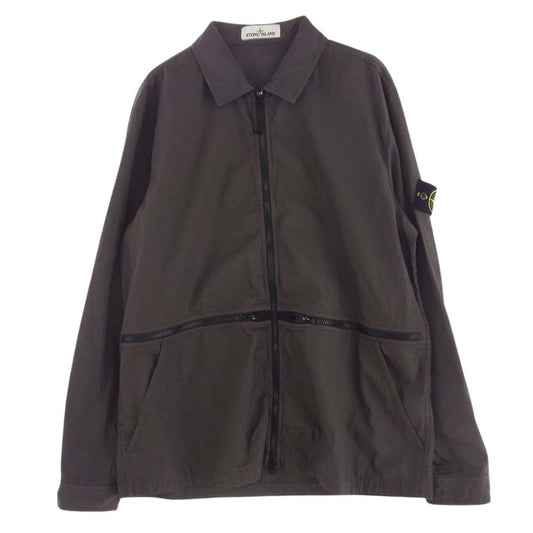 STONE ISLAND ストーンアイランド 701512307 国内正規品 豊田貿易タグ Zip Up Over Shirts Jacket クロス リップストップ ジップアップ オーバー シャツ ジャケット ダークブラウン系 XL【中古】