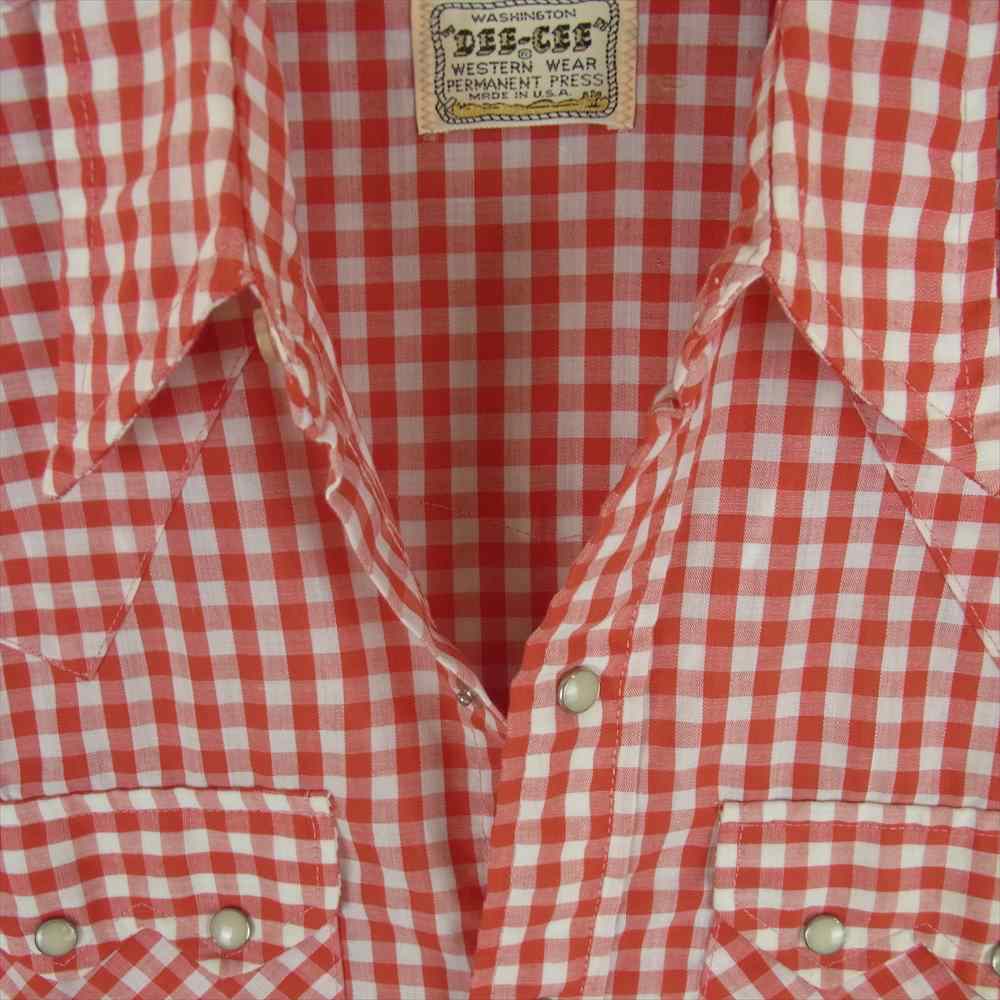 ワシントンディーシー ヴィンテージ 70s チェック ウエスタン 長袖 シャツ レッド系 ホワイト系 15 - 32【中古】