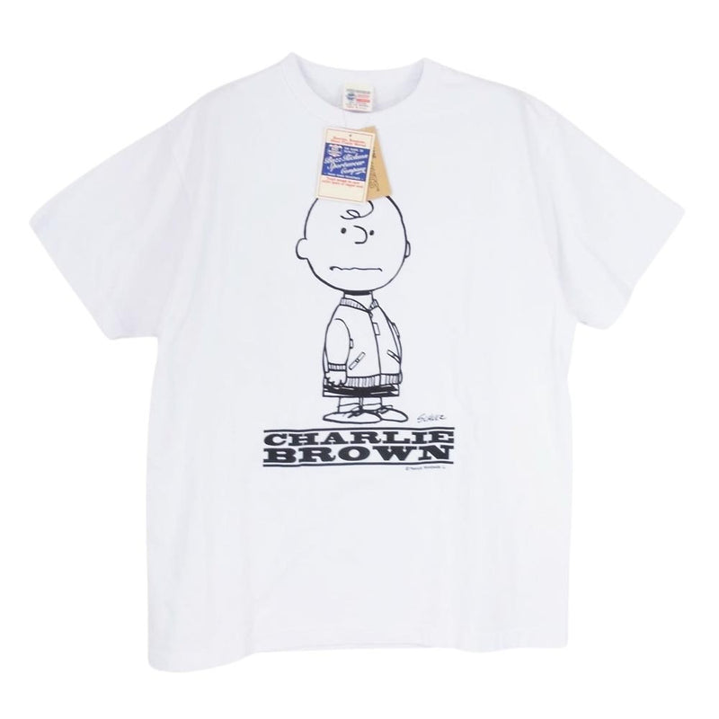 Buzz Rickson's バズリクソンズ BR79257 × PEANUTS ピーナッツ ロゴ プリント 半袖 Tシャツ  ホワイト系 L【新古品】【未使用】【中古】