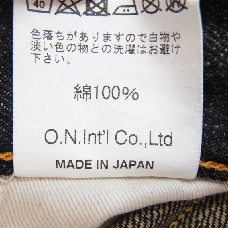 鬼デニム ONI200-14KBE オニ 初代 鬼デニム復活 14oz 緯糸ベージュ ワイド ストレート デニム パンツ インディゴブルー系 29【極上美品】【中古】