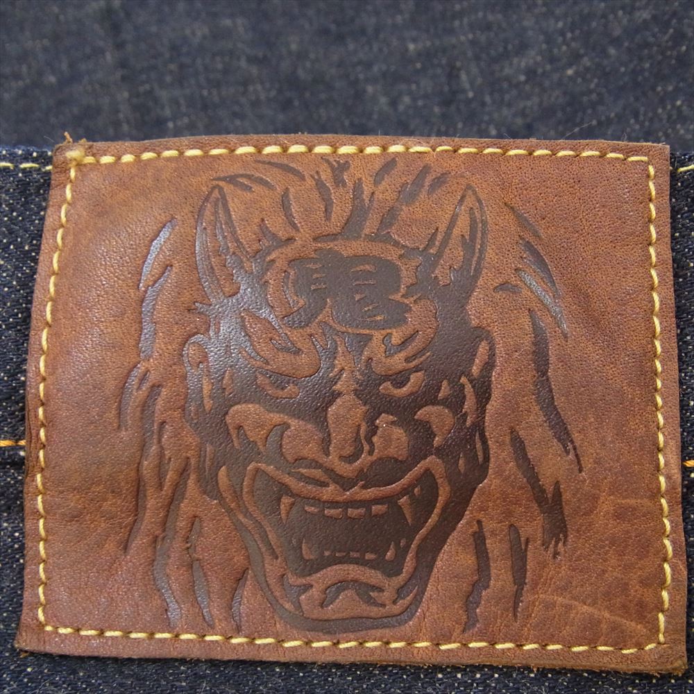 鬼デニム ONI200-14KBE オニ 初代 鬼デニム復活 14oz 緯糸ベージュ ワイド ストレート デニム パンツ インディゴブルー系 34【極上美品】【中古】