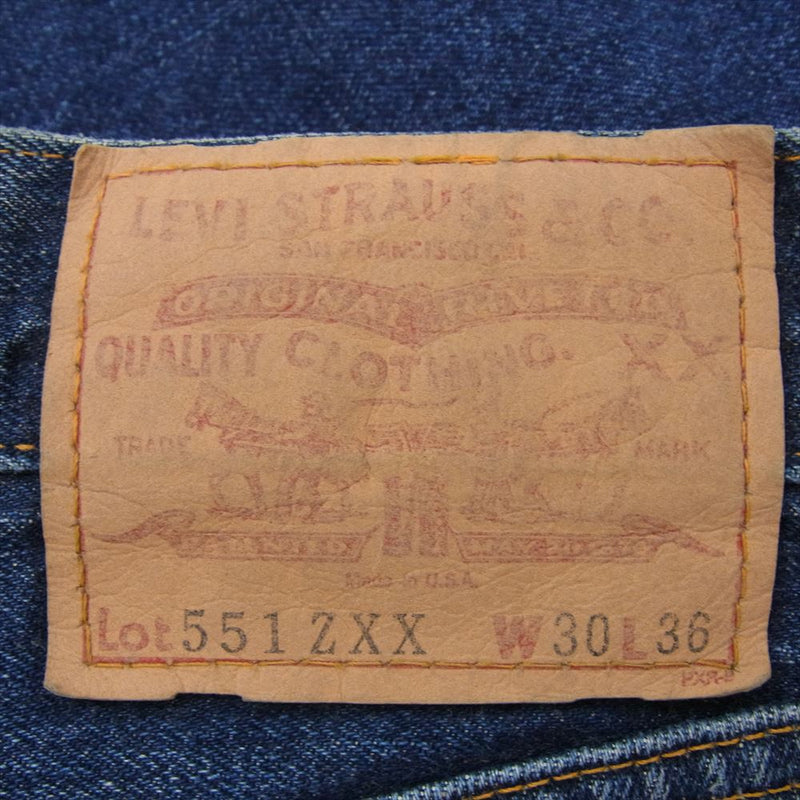 Levi's リーバイス 551-0006 米国製 USA製 551ZXX 裏ボタン555刻印 ボタンフライ デニム パンツ インディゴブルー系 30【極上美品】【中古】