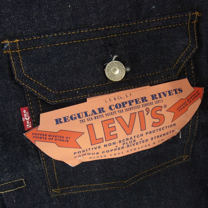 Levi's リーバイス 70501-0003 506XX 復刻 米国製 USA製 1st ファースト 裏ボタン555刻印 デニム トラッカー  ジャケット インディゴブルー系 44【新古品】【未使用】【中古】