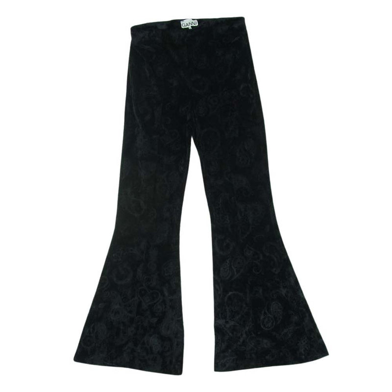 Adam et Rope' アダムエロペ GANNI ガニー Velvet Jersey Pants ベルベット ベロア フレア パンツ ブラック系 34【中古】