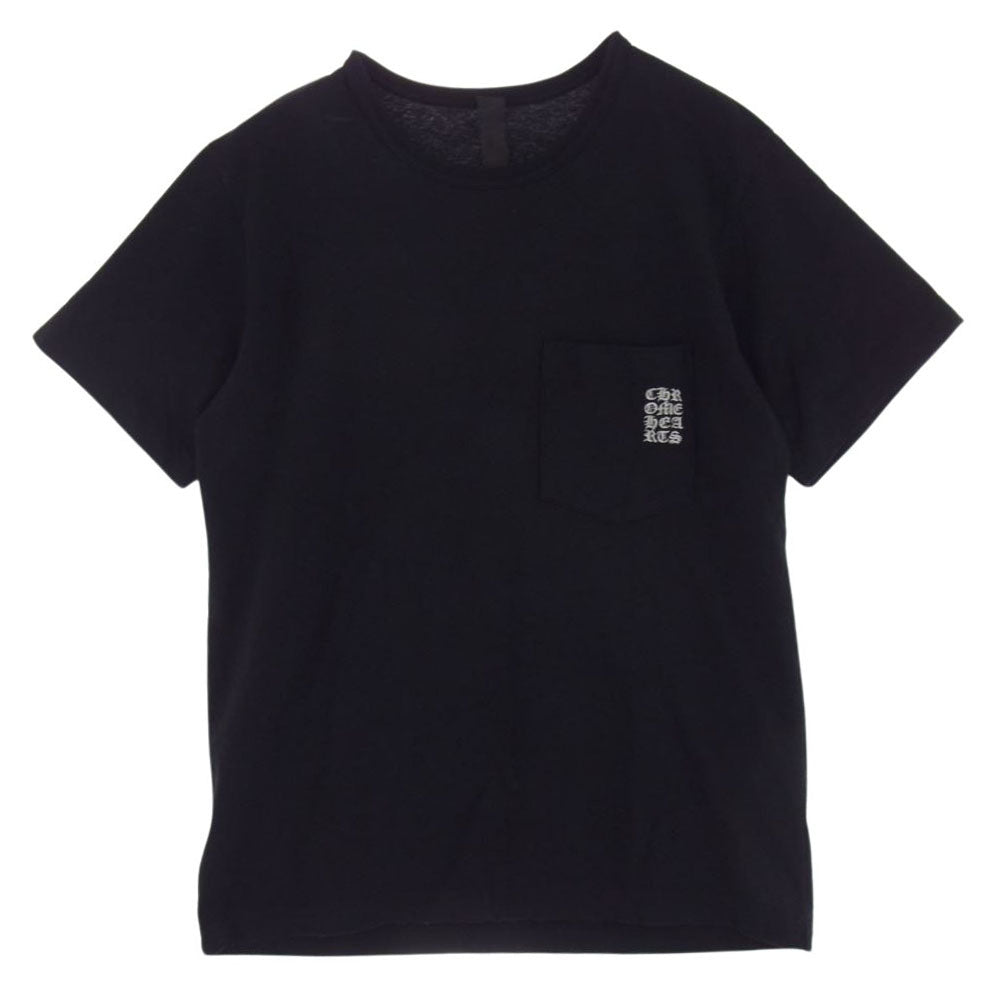 CHROME HEARTS クロムハーツ（原本無） Vertical Logo Tee ヴァーティカル ロゴ クロス 刺繍 ポケット 半袖 Tシャツ ブラック系 S【中古】