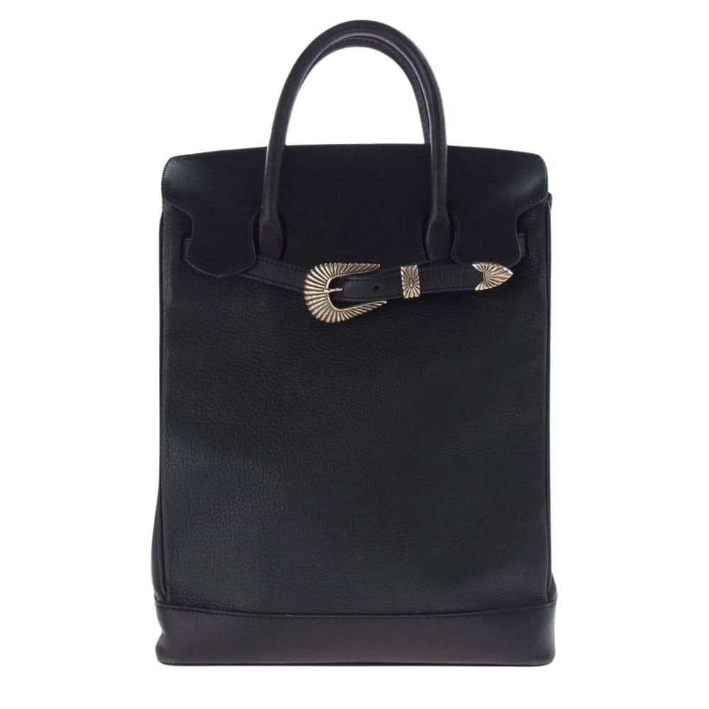 ファニー ベルト レザー トート ハンドバッグ ブラック系【中古】