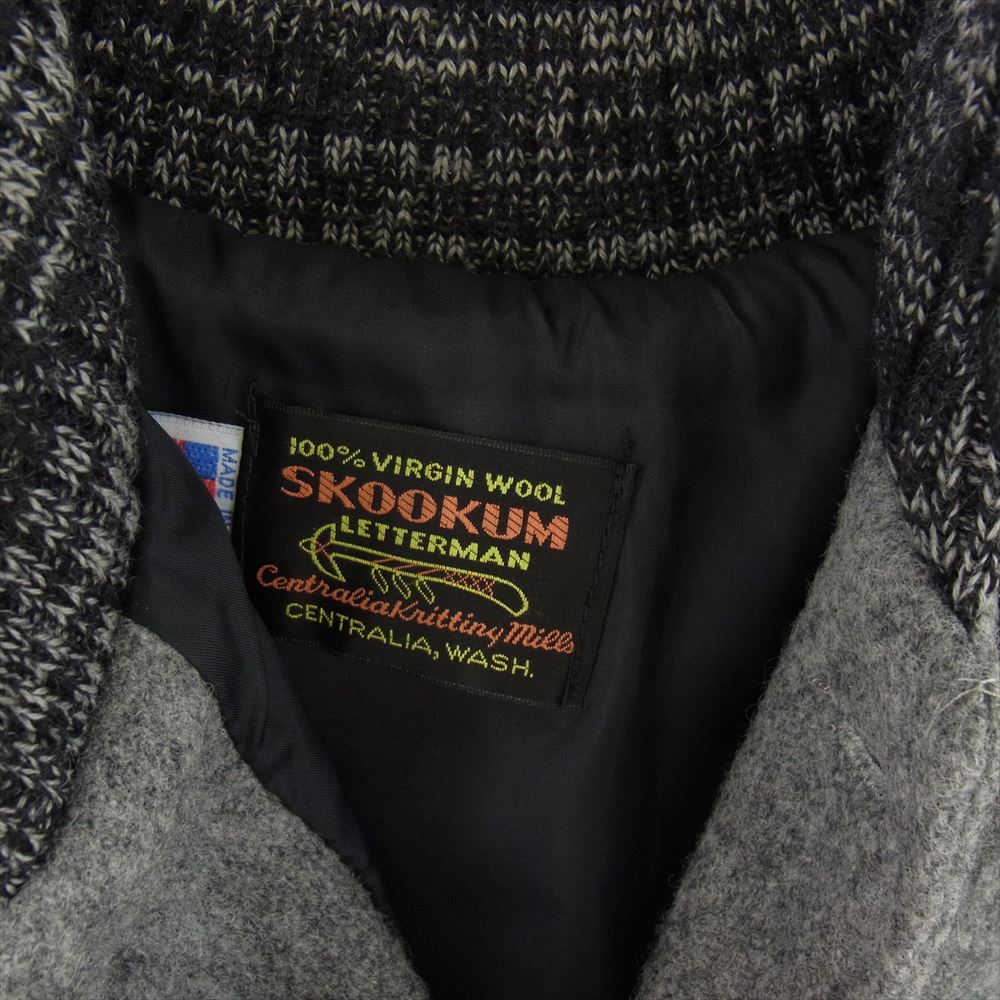 SKOOKUM スクーカム USA製 LETTERMAN レターマン スタジャン  ブラック系 グレー系 38【中古】