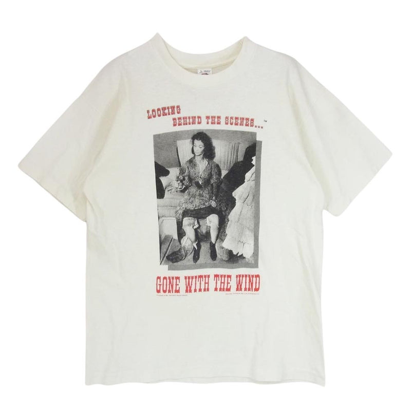 ヴィンテージ 90s USA製 ヴィンテージ GONE WITH THE WIND 風と共に去りぬ プリント 半袖 Tシャツ オフホワイト系 L【中古】