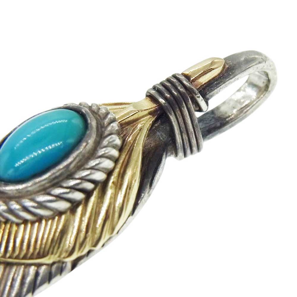 TADY&KING タディアンドキング 上金銀縄 ターコイズ特大 フェザー ペンダント トップ シルバー系【中古】