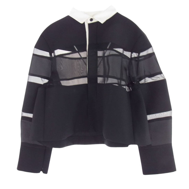 Sacai サカイ 24SS 24-07041 Suiting Bonding Rugby Shirt スーチング ボンディング シャツ ブラウス ブラック系 2【中古】