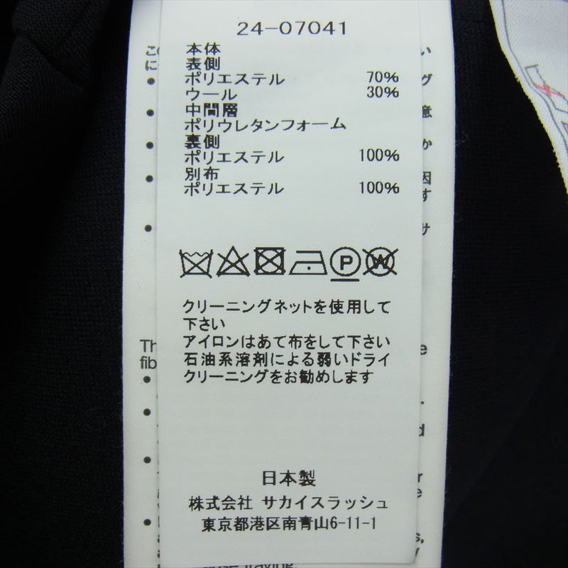 Sacai サカイ 24SS 24-07041 Suiting Bonding Rugby Shirt スーチング ボンディング シャツ ブラウス ブラック系 2【中古】