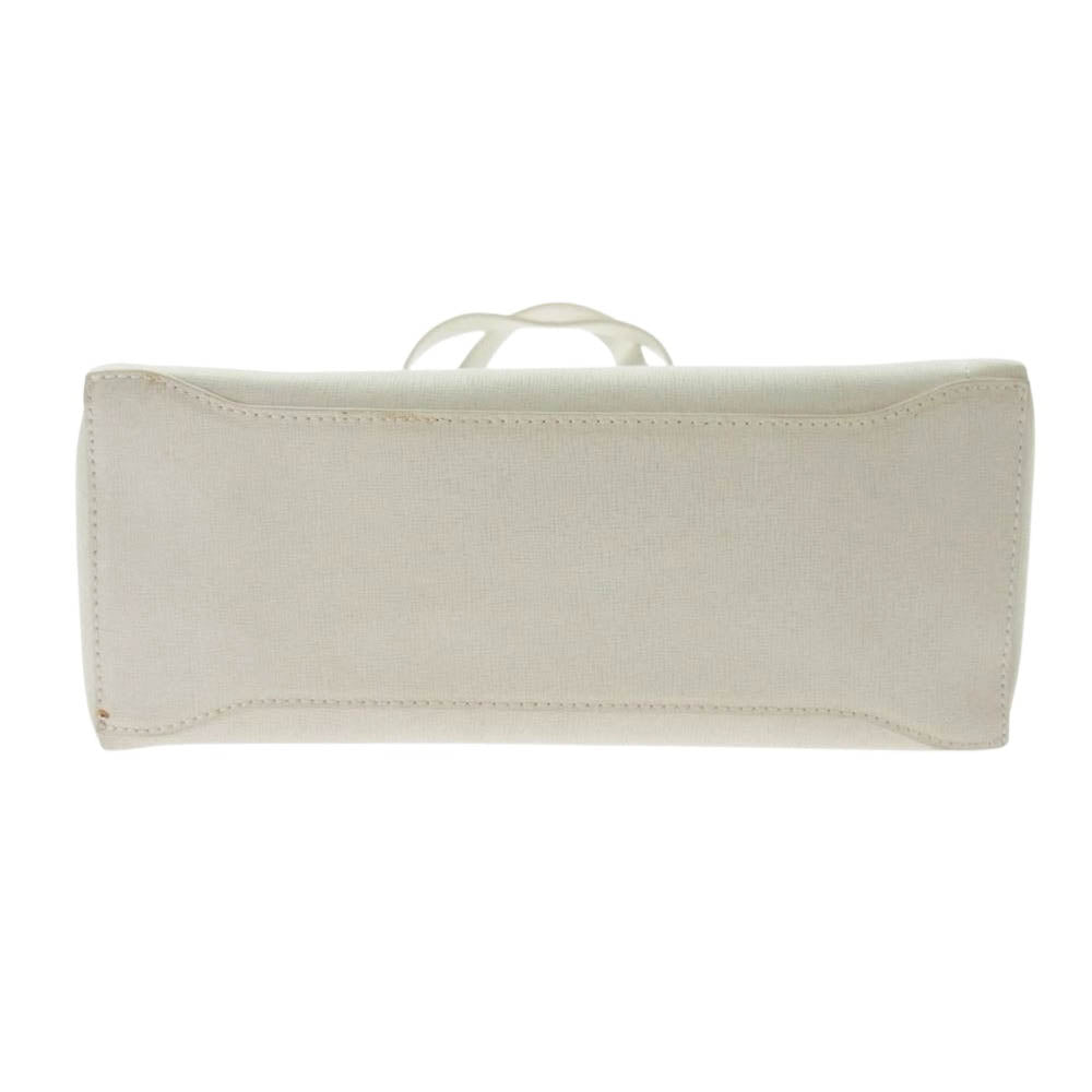 Furla フルラ リボン デザイン レザー ハンドバッグ  ホワイト系【中古】