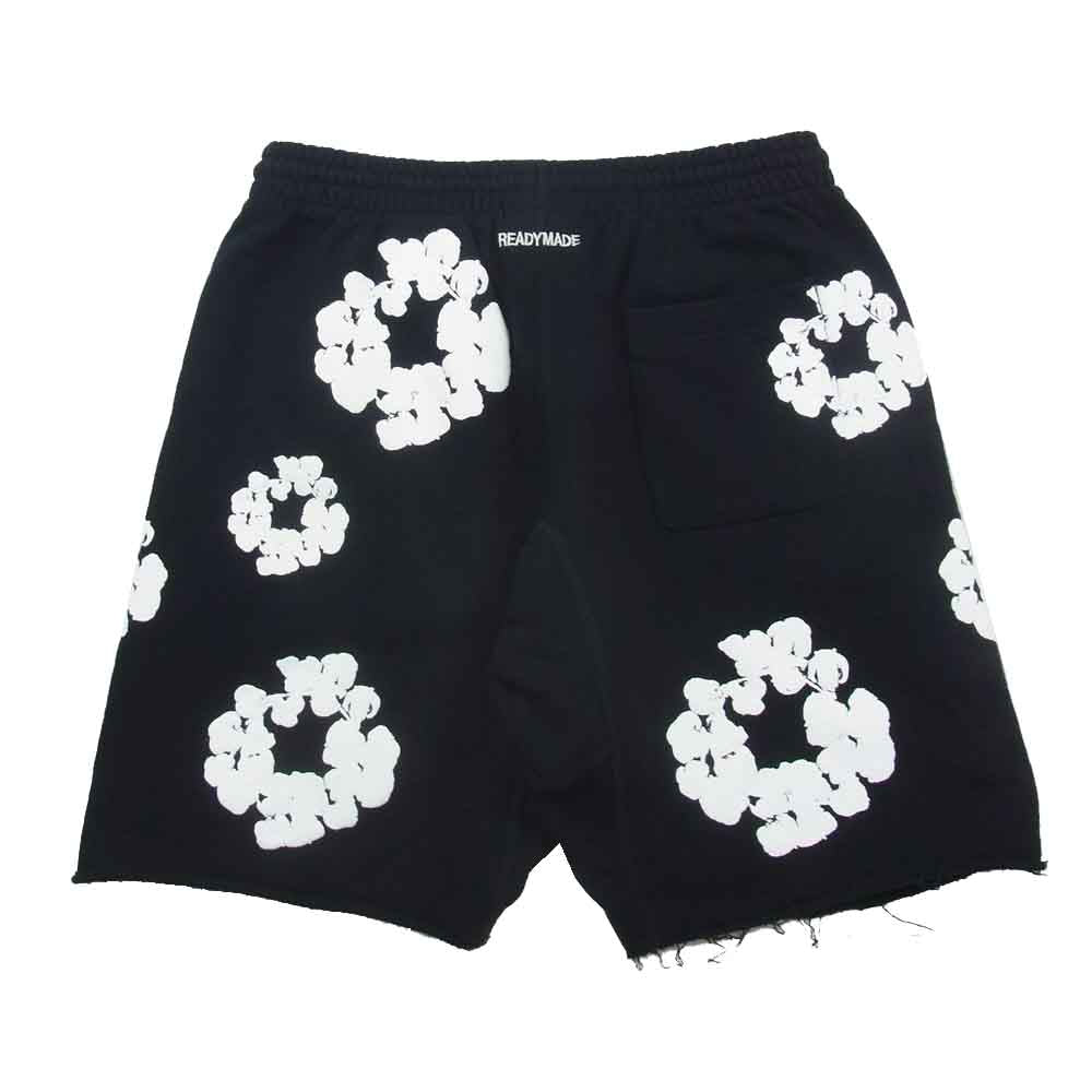 READY MADE レディメイド RE-DT-BK-00-00-17 × DENIM TEARS デニムティアーズ COTTON WREATH SWEAT SHORTS コットン リース スウェット ショート パンツ ブラック系 L【美品】【中古】