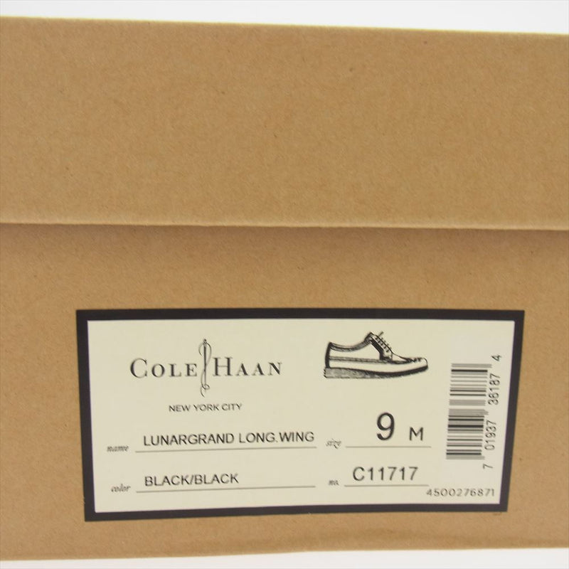 COLE HAAN コールハーン C11717 LUNARGRAND ルナグランド LONG WING ロング ウィング レザー シューズ ブラック系 9M【中古】