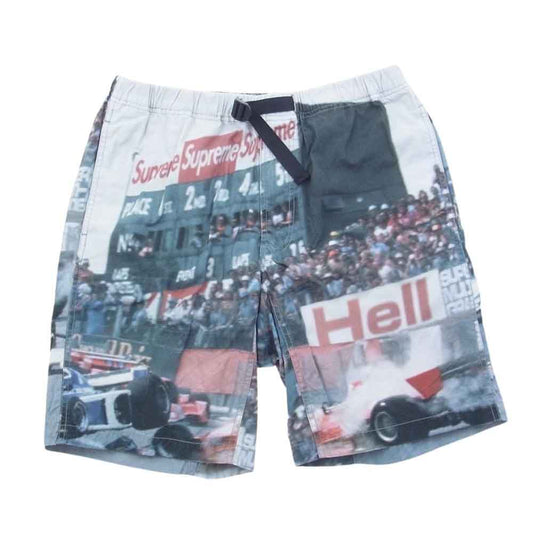 Supreme シュプリーム 19SS Grand Prix Belted Short レーシングプリント 総柄 ベルテッド ベルト付き ショーツ ショート ハーフ パンツ  マルチカラー系 M【中古】
