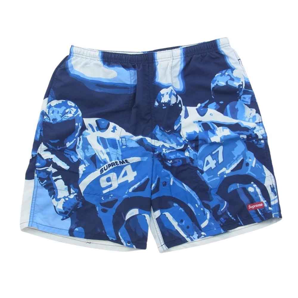 Supreme シュプリーム 20SS Racing Water Short レーシング ウォーター ショーツ 総柄 ロゴ スイム ショート ハーフ パンツ ブルー系 M【中古】