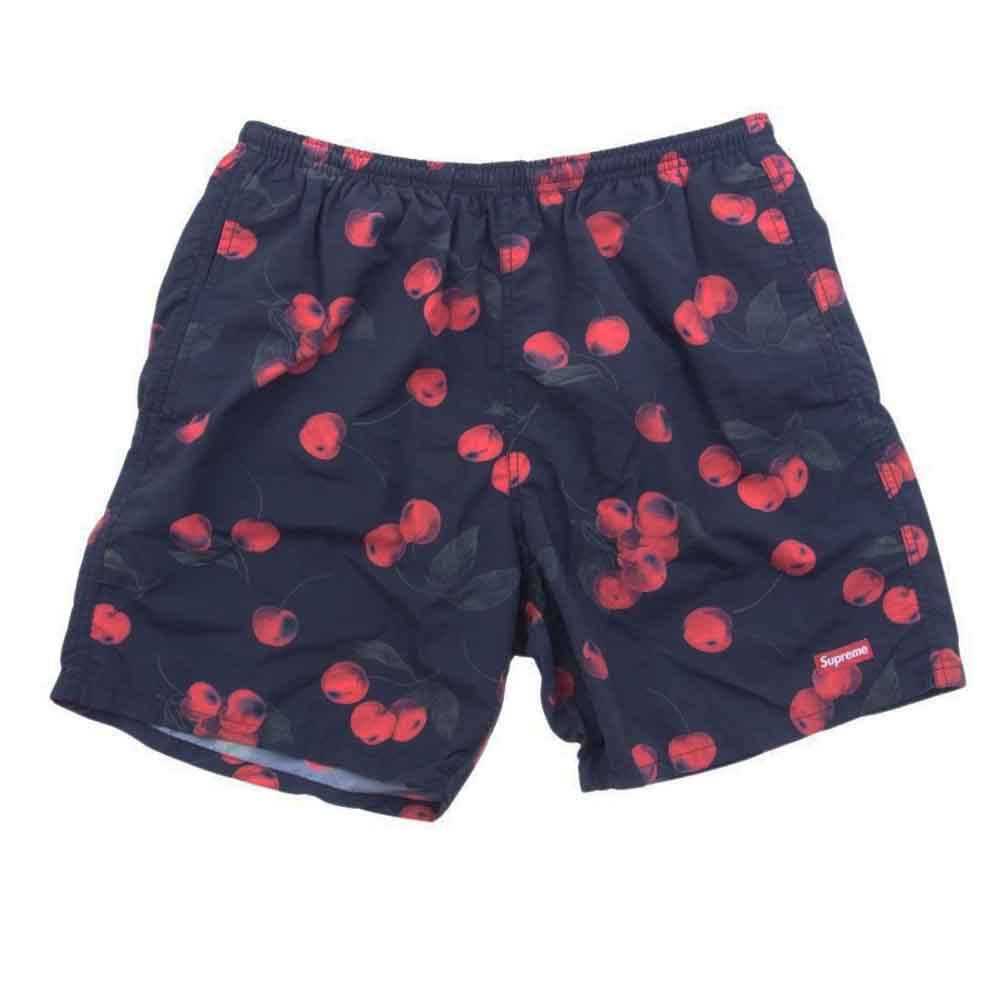 Supreme シュプリーム 19SS Cherry Nylon Water Short  チェリー ナイロン ウォーター ショーツ 総柄 ロゴ スイム ショート ハーフ パンツ ブラック系 M【中古】