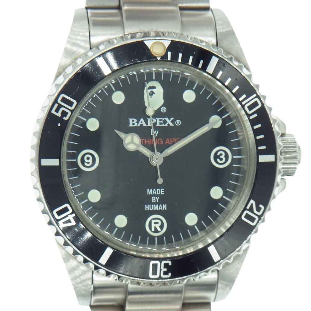 A BATHING APE アベイシングエイプ BAPEX ベイペックス サルマリーナ 腕時計 ウォッチ 自動巻き オートマティック アナログ シルバー系【中古】