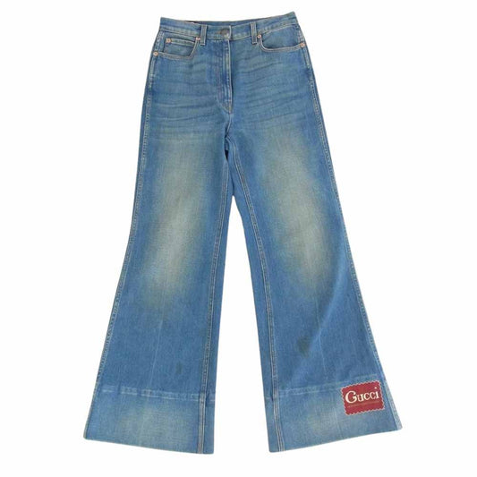 GUCCI グッチ 624217 ラベル付き ウォッシュド デニム フレアパンツ インディゴブルー系 24【中古】