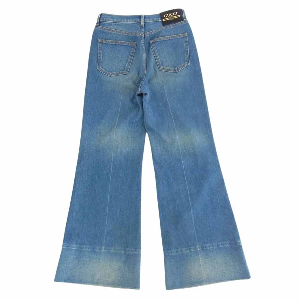 GUCCI グッチ 624217 ラベル付き ウォッシュド デニム フレアパンツ インディゴブルー系 24【中古】