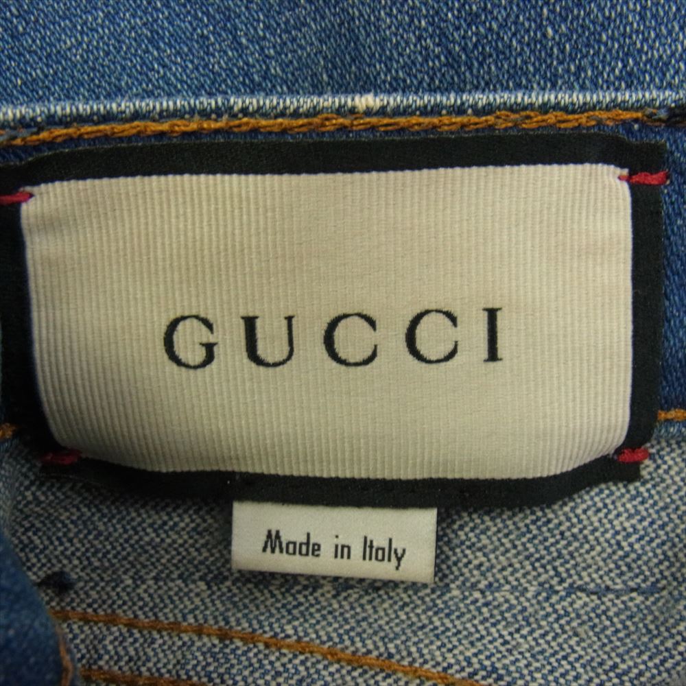 GUCCI グッチ 624217 ラベル付き ウォッシュド デニム フレアパンツ インディゴブルー系 24【中古】