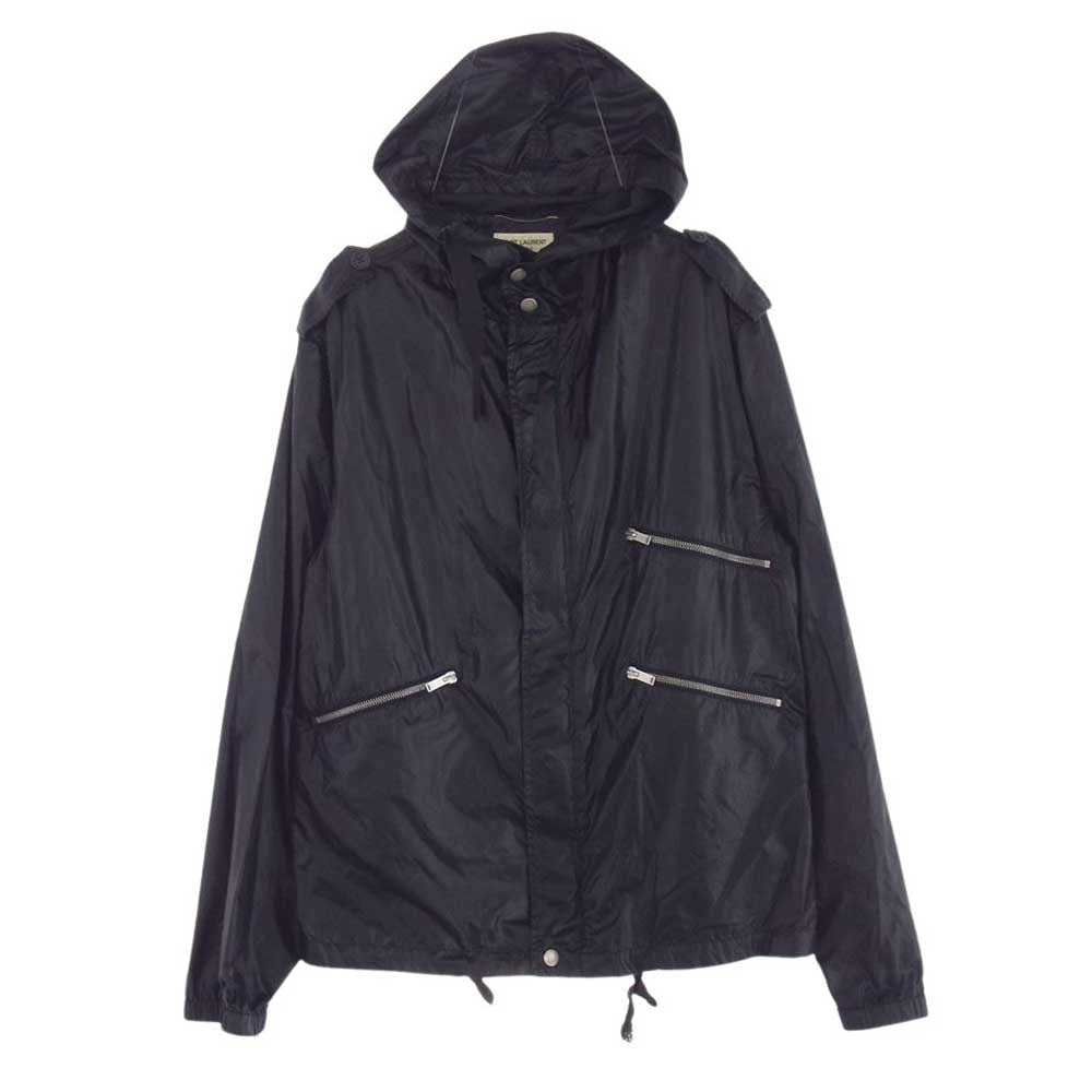 SAINT LAURENT サンローラン 504710 Y989L Lightweight Hooded Jacket In Black ライトウェイト フーデッド ナイロン ジャケット  ブラック系 46【中古】