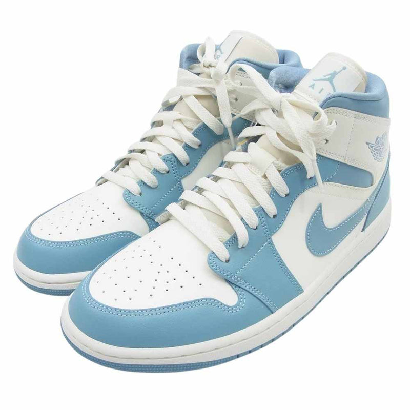 NIKE ナイキ BQ6472-141 WMNS ウィメンズ Air Jordan 1 エアジョーダン Mid ミッド University Blue ユニバーシティブルー スニーカー ホワイト系 ライトブルー系 29cm【新古品】【未使用】【中古】