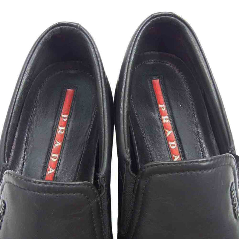 PRADA プラダ 2776 レザー スリッポン ローカット スニーカー シューズ ブラック系 6.5【中古】