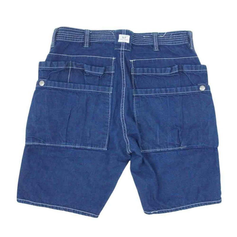 SASAFRAS ササフラス WHOLE HOLE PANTS 1/2 DENIM フォール ホール ショーツ ショート デニム パンツ インディゴブルー系 M【中古】