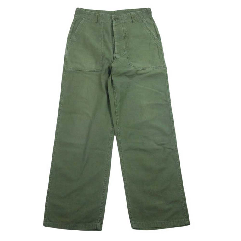 アメリカ軍 8405-082-6610 60s trousers Baker pants コットン サテン トラウザーズ ベイカー ミリタリー パンツ カーキ系 30×31【中古】