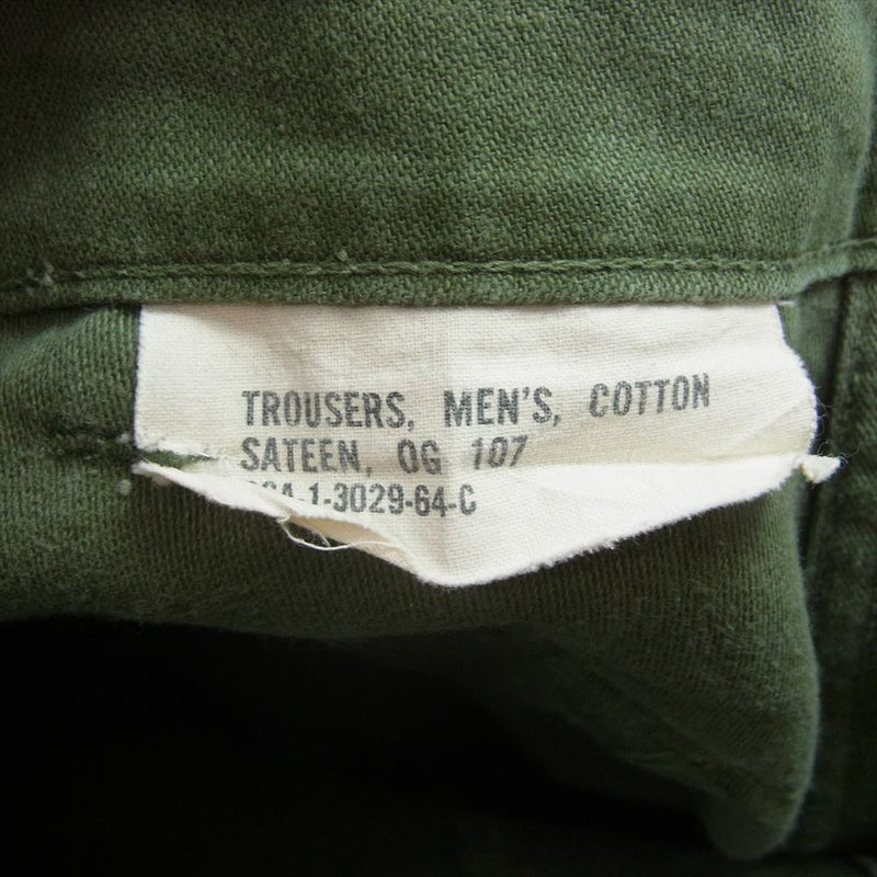 アメリカ軍 8405-082-6610 60s trousers Baker pants コットン サテン トラウザーズ ベイカー ミリタリー パンツ カーキ系 30×31【中古】