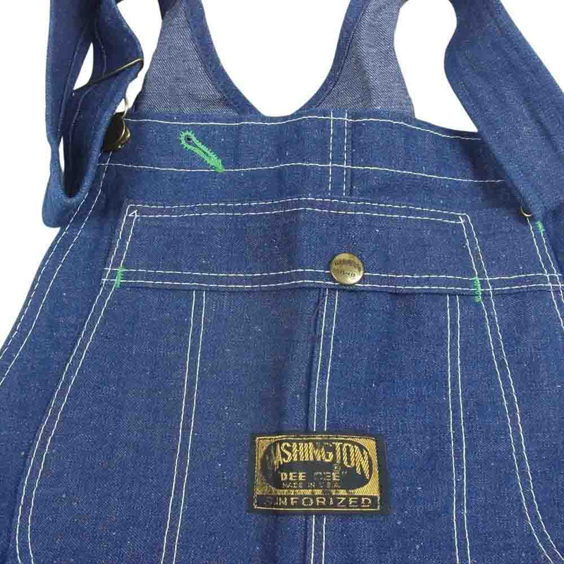 ヴィンテージ 60s USA製 WASHINGTON DEE CEE DENIM OVERALL ワシントン ディーシー オーバーオール インディゴブルー系 28-32【中古】