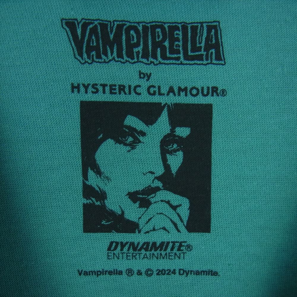 HYSTERIC GLAMOUR ヒステリックグラマー 24SS 02241CT48470 VAMPIRELLA BLOOD QUEEN ヴァンピレラ ブラッド クイーン 半袖 Tシャツ ブルー系 ターコイズ系 L【新古品】【未使用】【中古】