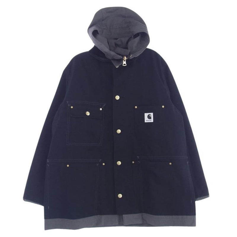 Carhartt カーハート 24SS sacai Carhartt WIP Reversible Duck Coat サカイ リバーシブル ダック コート  ブラック系 グレー系 2【極上美品】【中古】