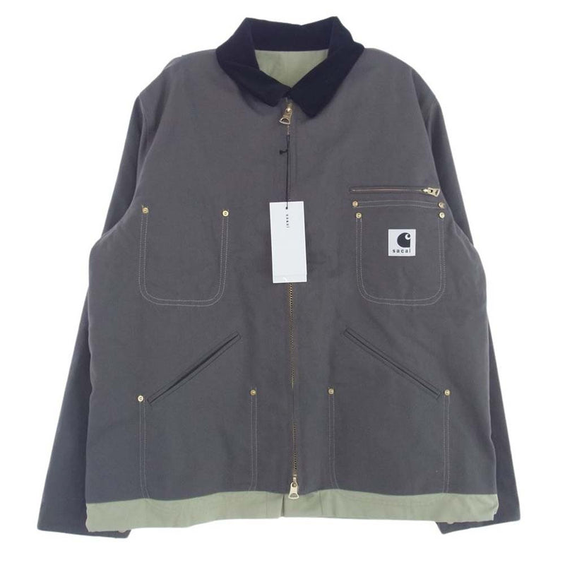 Carhartt カーハート 24SS sacai  WIP Reversible Duck Jacket サカイ リバーシブル ダック ジャケット ブラック グレー グレー系 3【極上美品】【中古】