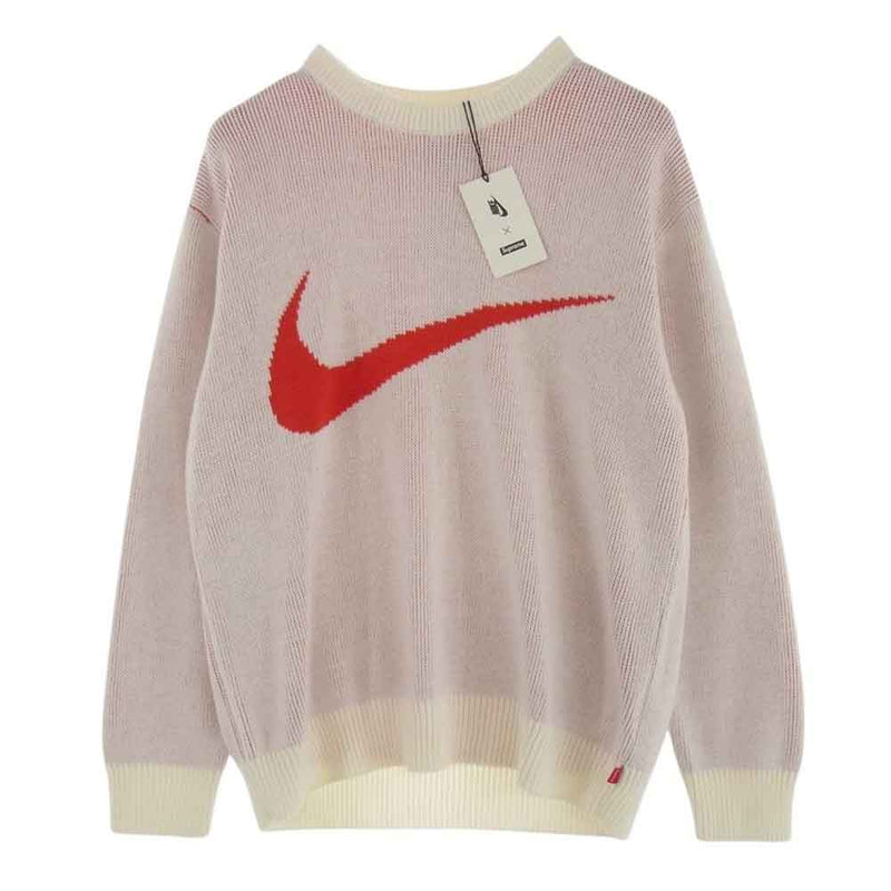 Supreme シュプリーム 19SS × NIKE ナイキ Swoosh Sweater ビッグ ロゴ セーター ニット　  L【美品】【中古】