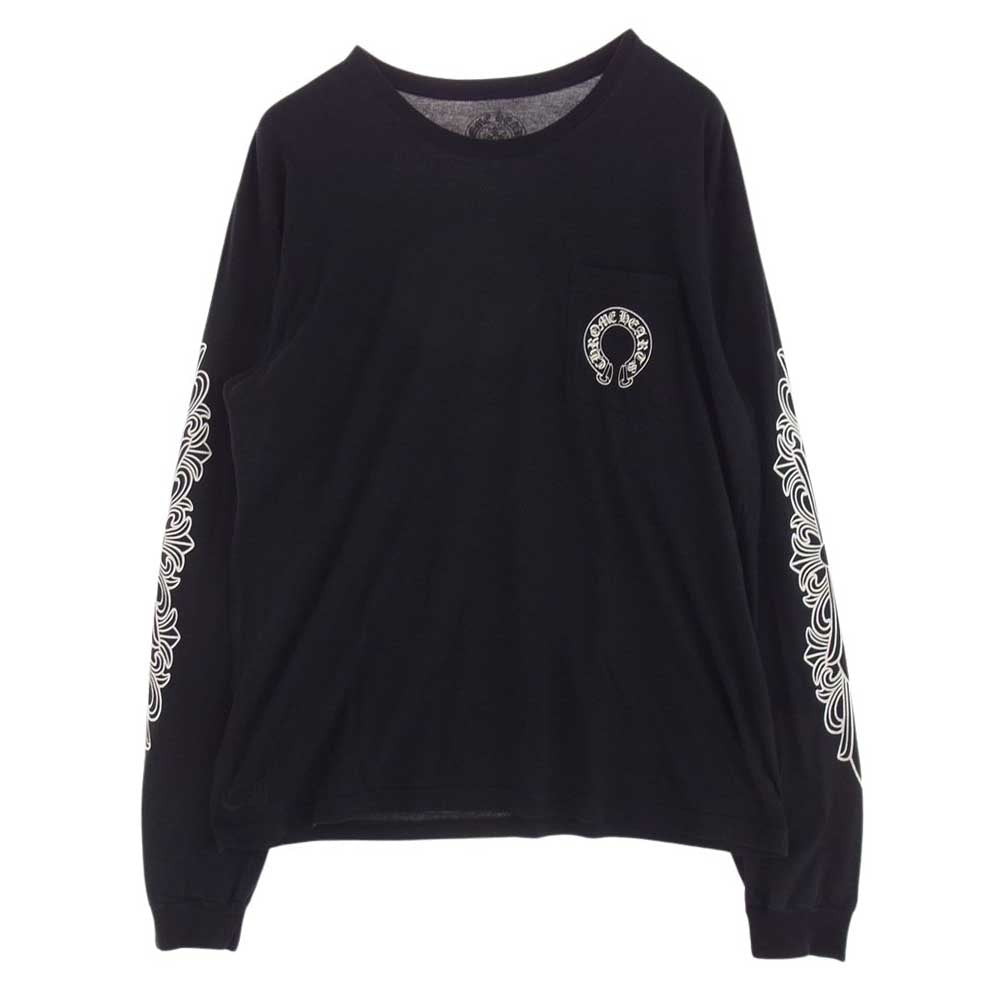 CHROME HEARTS クロムハーツ（原本無） 国内正規品 Horseshoe L/S Tee ホースシュー プリント ロングスリーブ ポケット Tシャツ カットソー ブラック系 XL【中古】