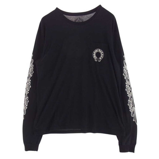 CHROME HEARTS クロムハーツ（原本無） 国内正規品 Horseshoe L/S Tee ホースシュー プリント ロングスリーブ ポケット Tシャツ カットソー ブラック系 XL【中古】