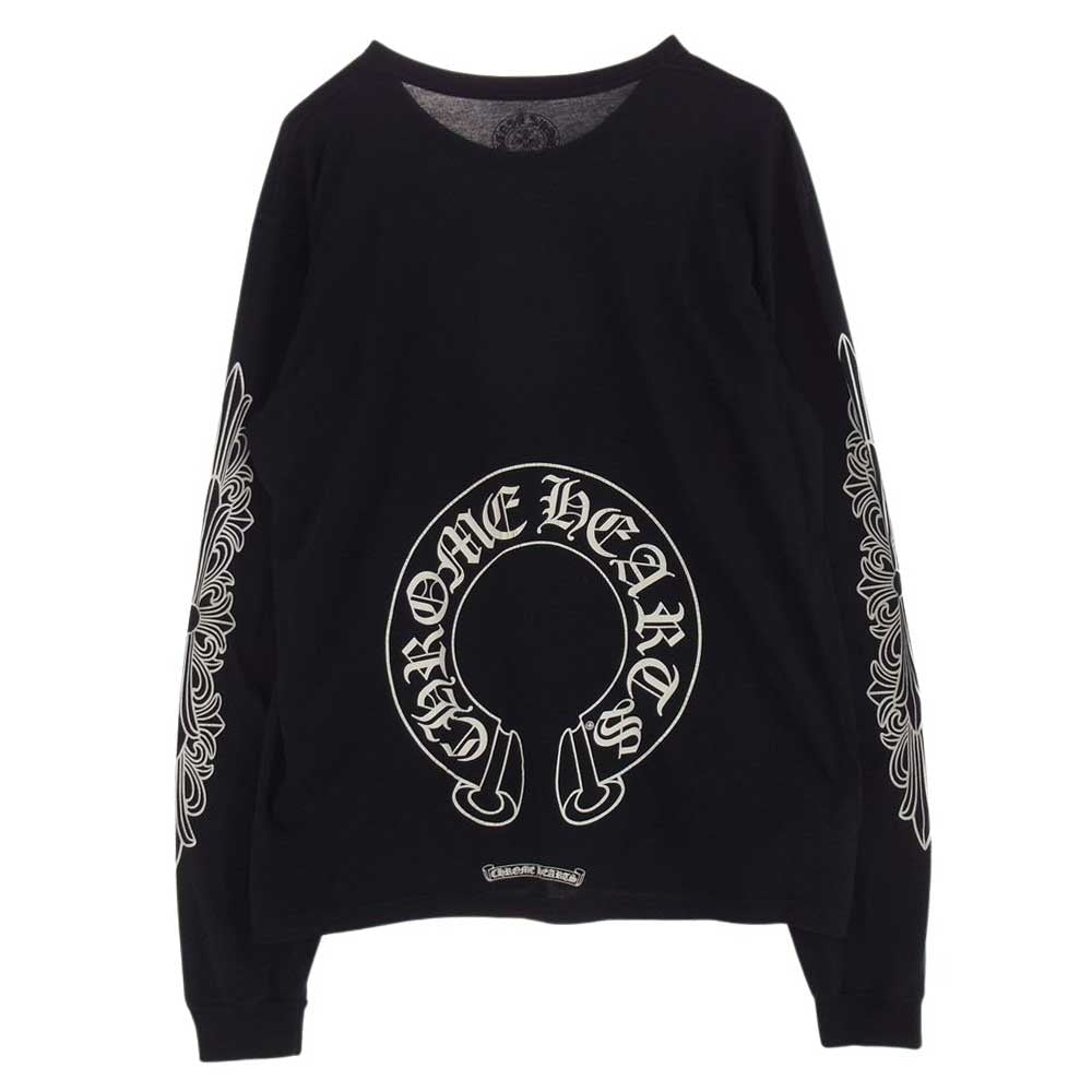 CHROME HEARTS クロムハーツ（原本無） 国内正規品 Horseshoe L/S Tee ホースシュー プリント ロングスリーブ ポケット Tシャツ カットソー ブラック系 XL【中古】